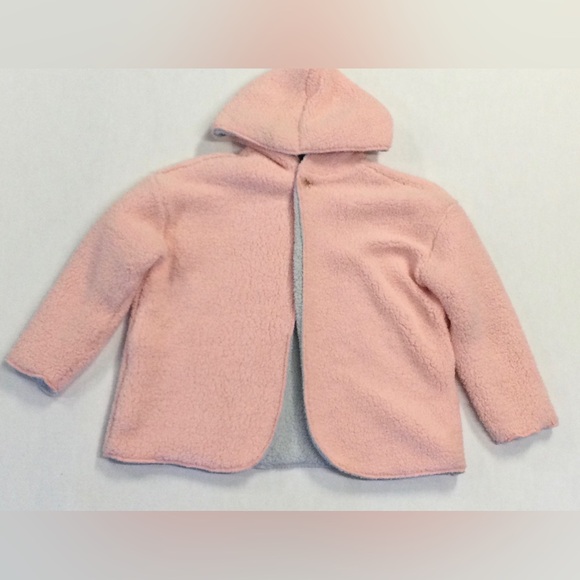 Limited Too Girls Size 10 Pink and Gray Hooded Sherpa Jacket - Picture 1 of 5